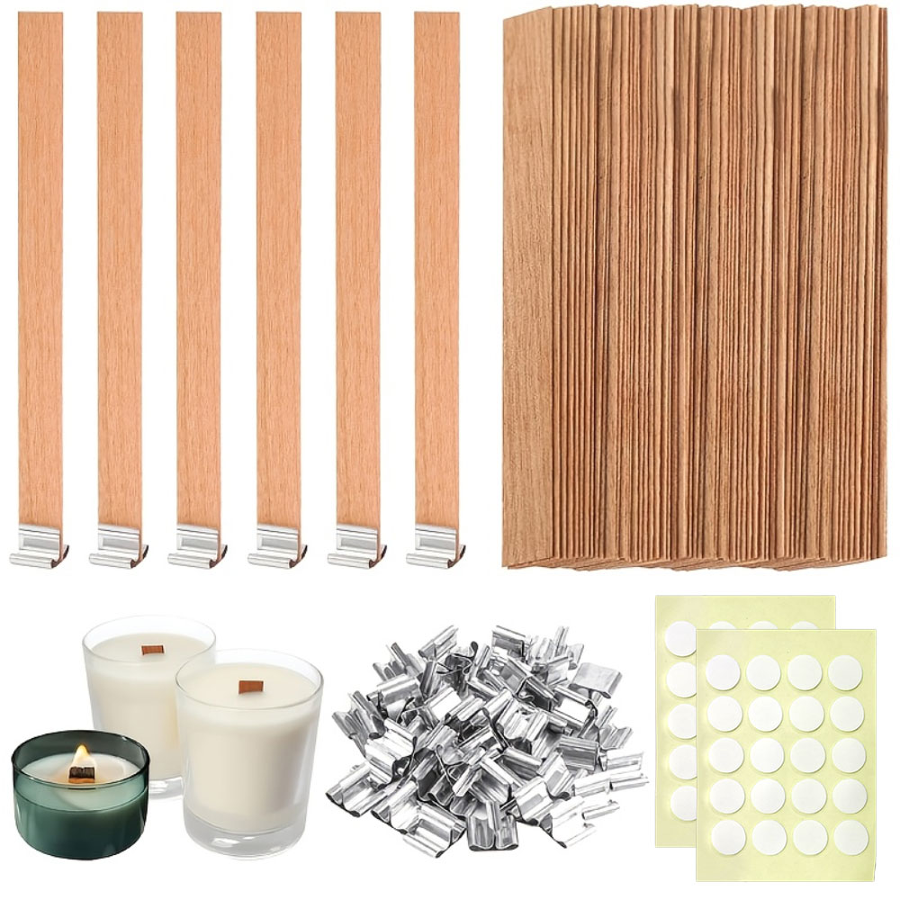 Wooden Wick Candle - 100 Stück Holzdochte mit Basissatz für