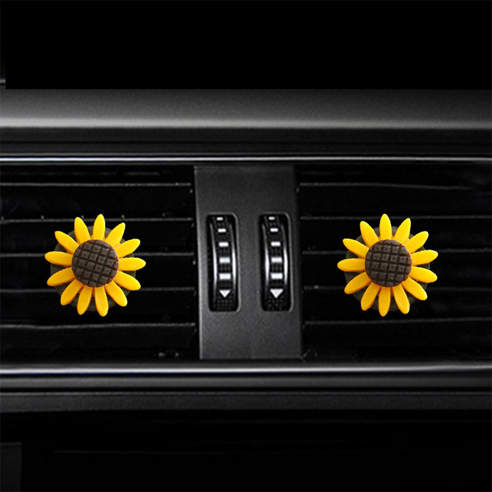 Home Fragrance Janzen - 2 Stück Sonnenblumen-Auto-Aromatherapie-Clip Lufterfrischer Diffusor für