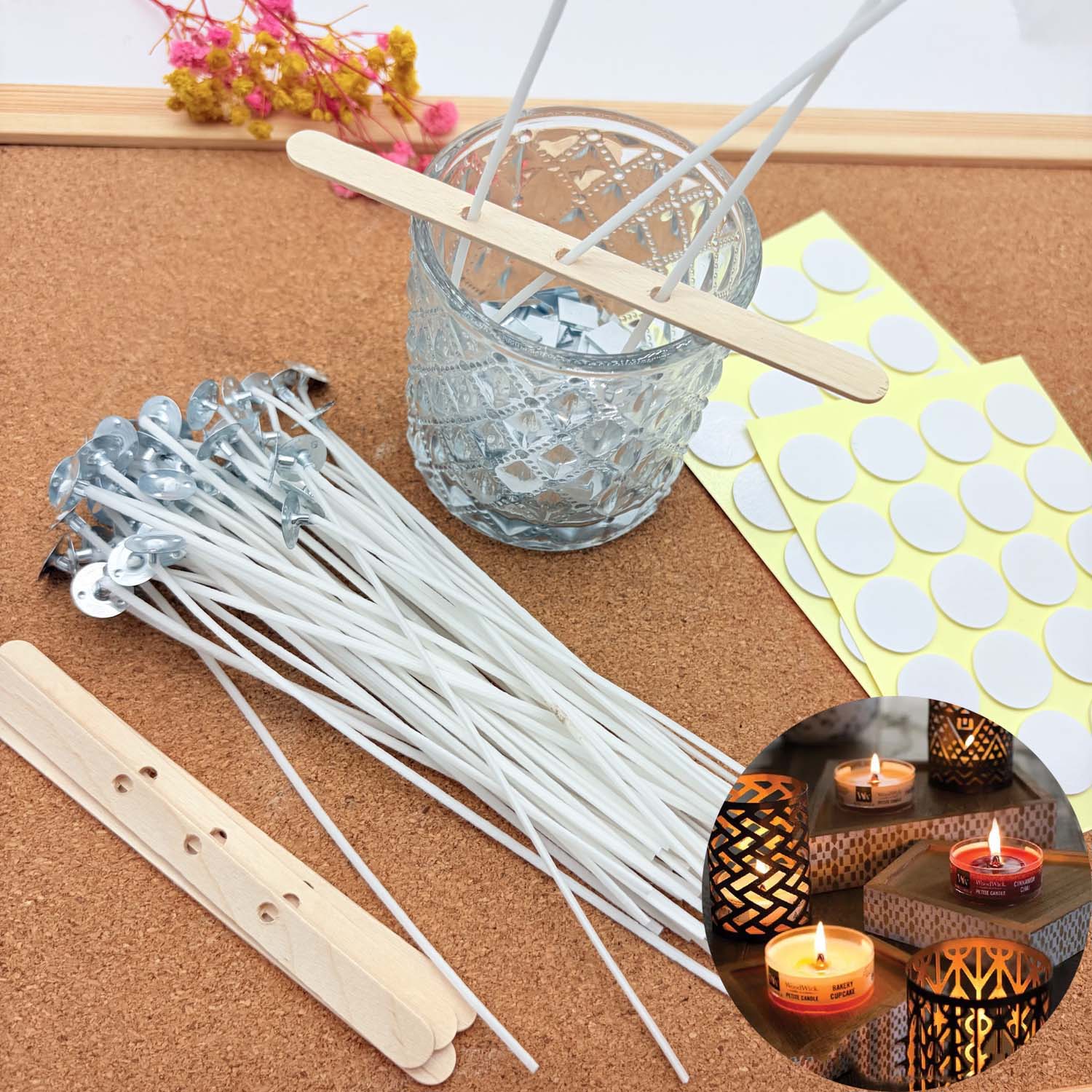 Wooden Wick Candle - 1 SET Kerzenherstellungs-DIY-Kit Rauchfreie Kerzen Baumwolldochte