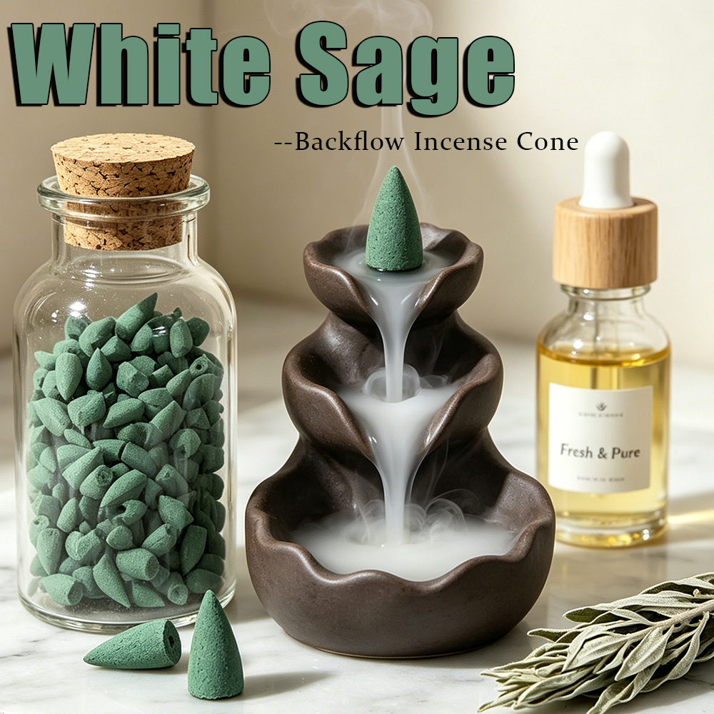 Home Fragrance Luxury - Weiße Salbei-Duftkegel für Rückfluss-Räucherstäbchen, natürlicher aromatischer