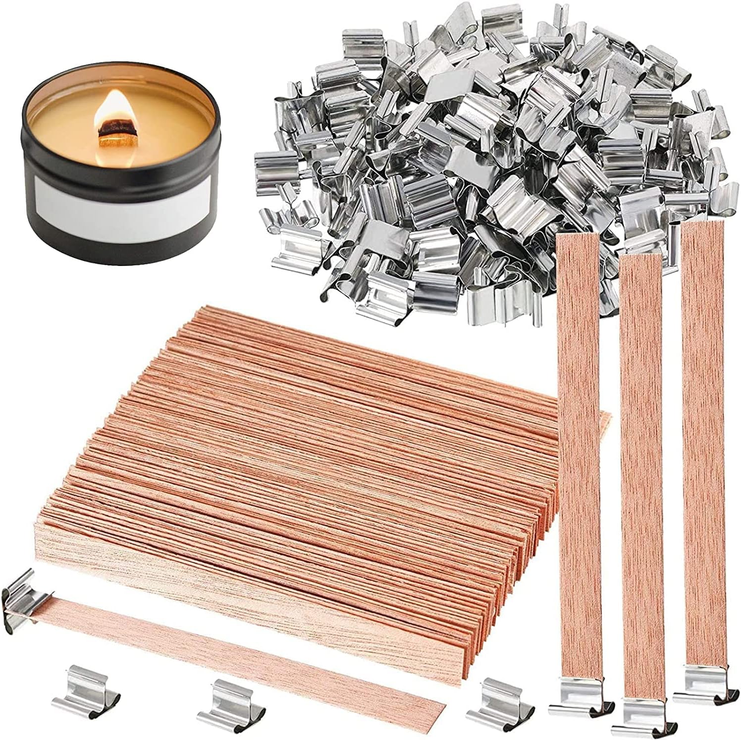 Wooden Wick Candle - 10–100 Stück Duftkerzen-Holzscheiben-Docht für DIY Paraffin-Kerzendocht,