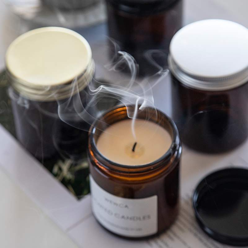 Amber Jar Candle - Kerzengläser aus bernsteinfarbenem Glas mit Deckel,