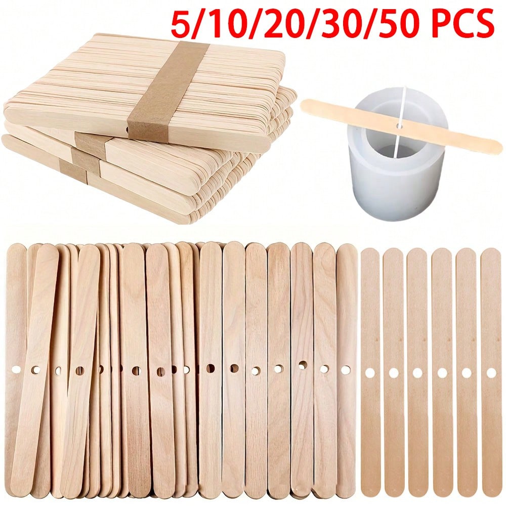 Wooden Wick Candle - 5/10/20/30/50 Stück Holz-Kerzendochthalter 1-Loch-Zentrierwerkzeug-Set für Duftkerzenherstellung