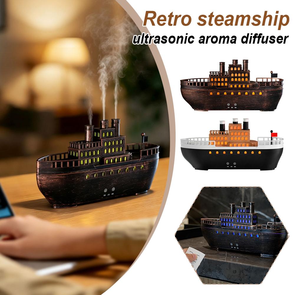 Home Fragrance Diffuser Oil - Retro Steamboat Ultraschall-Aromadiffusor mit leisem, kühlem