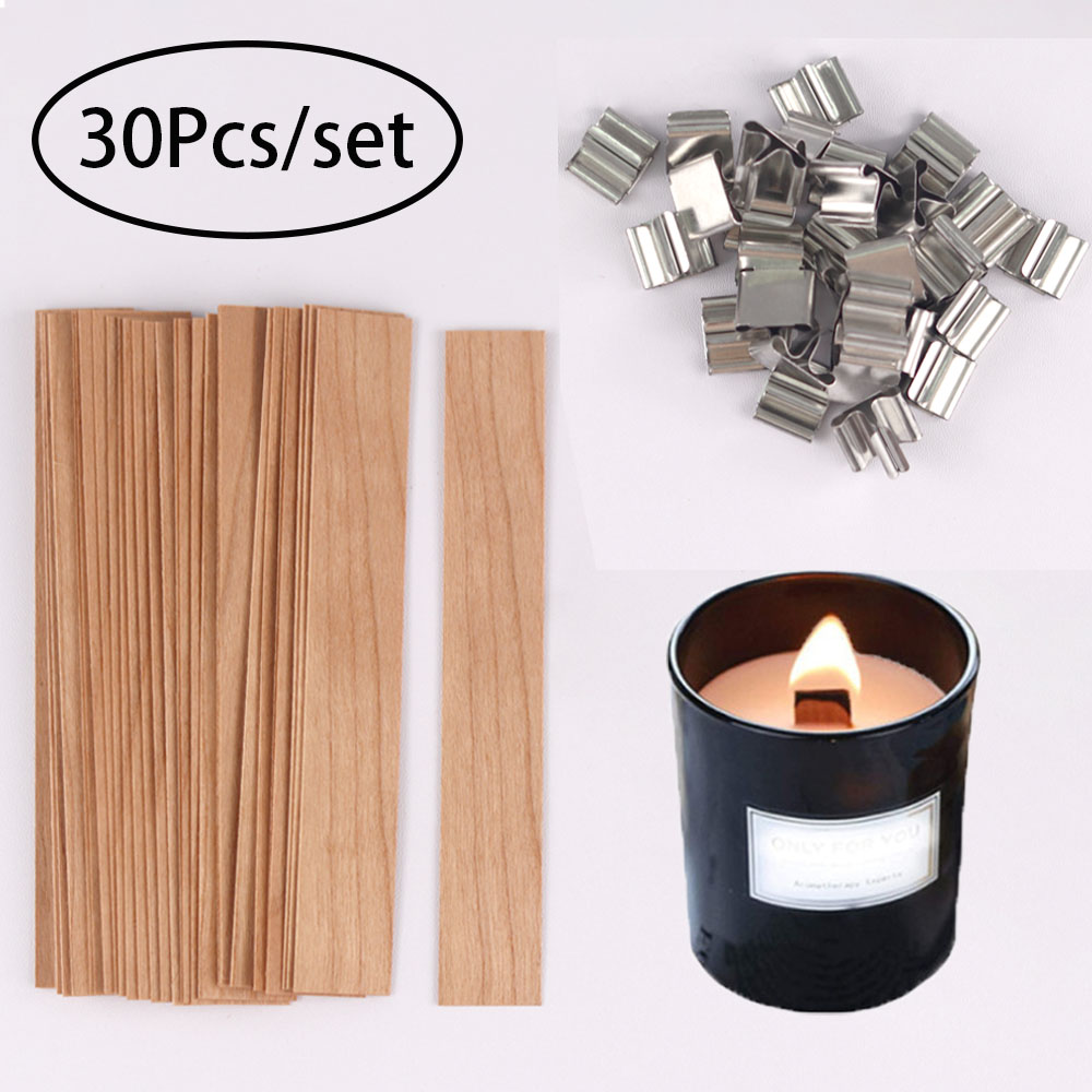 Wooden Wick Candle - 30 Stück Kerzendochte aus Holz, Kerzenherstellungsset,