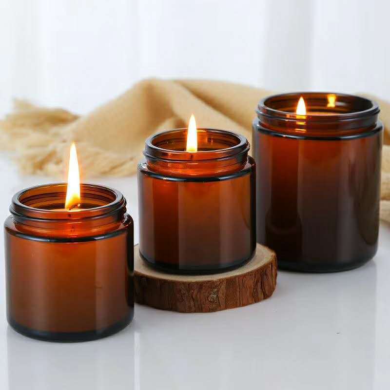 Amber Jar Candle - 6 Stück 100/250 ml Braunglas-Kerzengläser, leeres