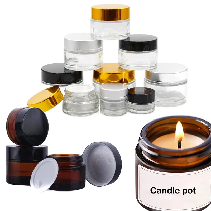 Amber Jar Candle - 5 Stück 5g-100g Mini-Bernsteinglas-Cremetiegel mit Inneneinsätzen