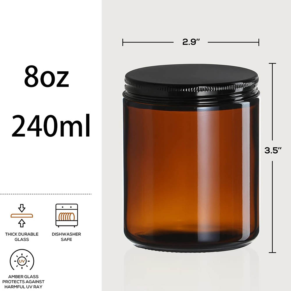 8oz Bernsteinfarbene Glasgläse – Amber Jar Candle Bewertung und Preis