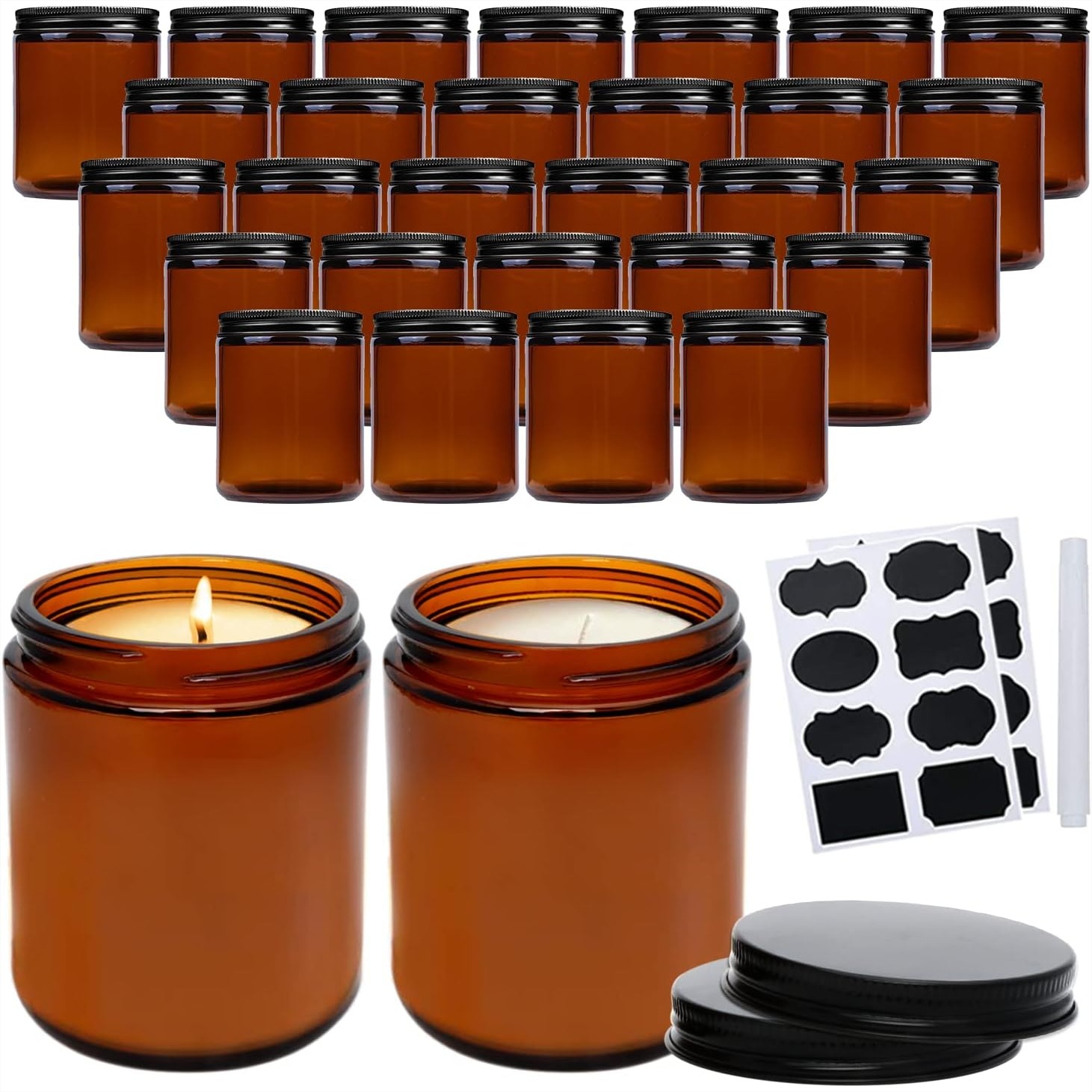30er-Pack 8oz Bernsteinfarbene – Amber Jar Candle Bewertung und Preis